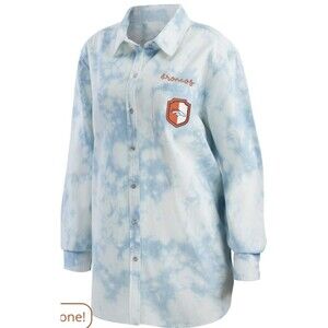 NWT Wear By Erin Andrews Women’s Denver Broncos Chambray Button Front Shirt Sz M